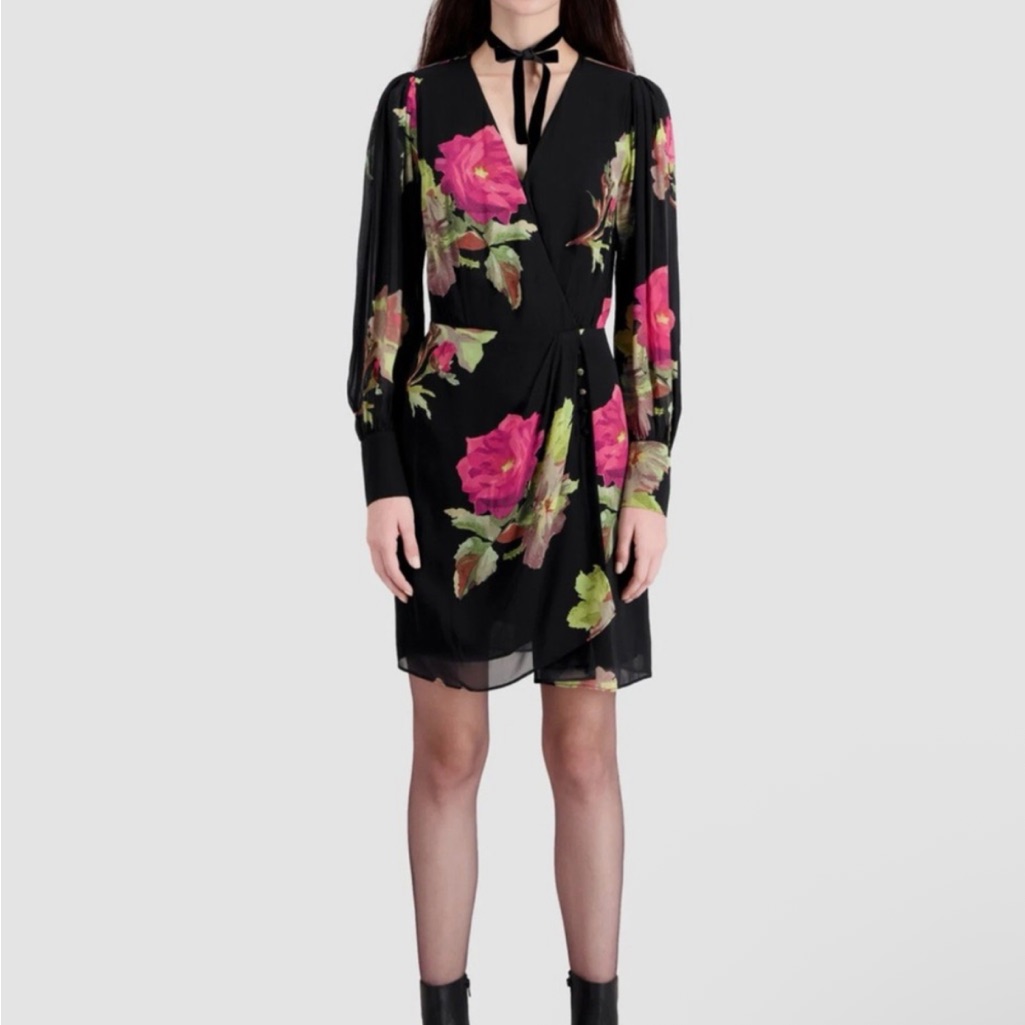 The Kooples Nwt Floral Black Dres